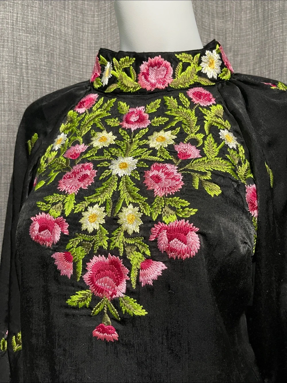 Free People High Neck Embroidered Jessica Blouse XS